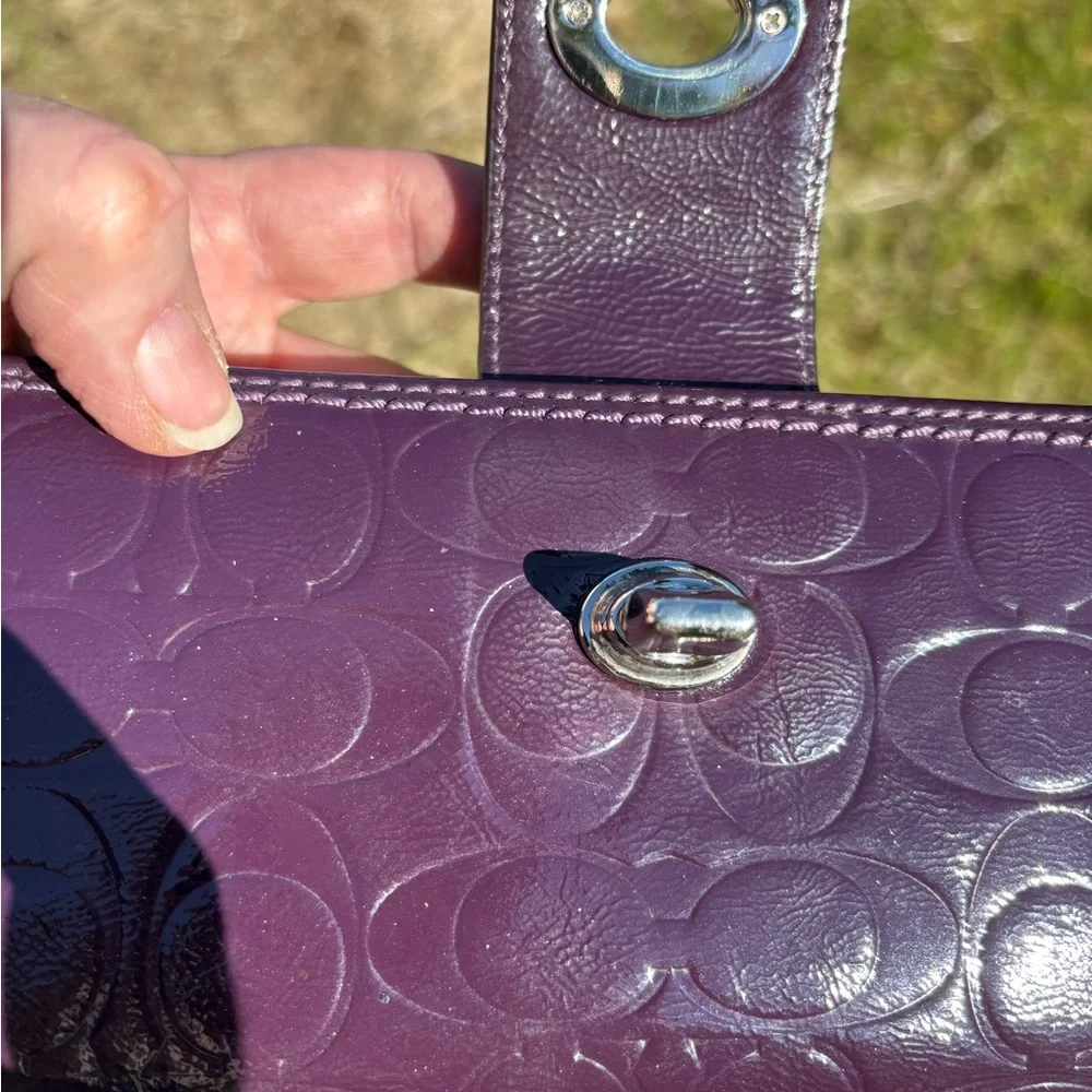Coach Trifold Deep Prple Turnlock Wallet - Picture 3 of 13